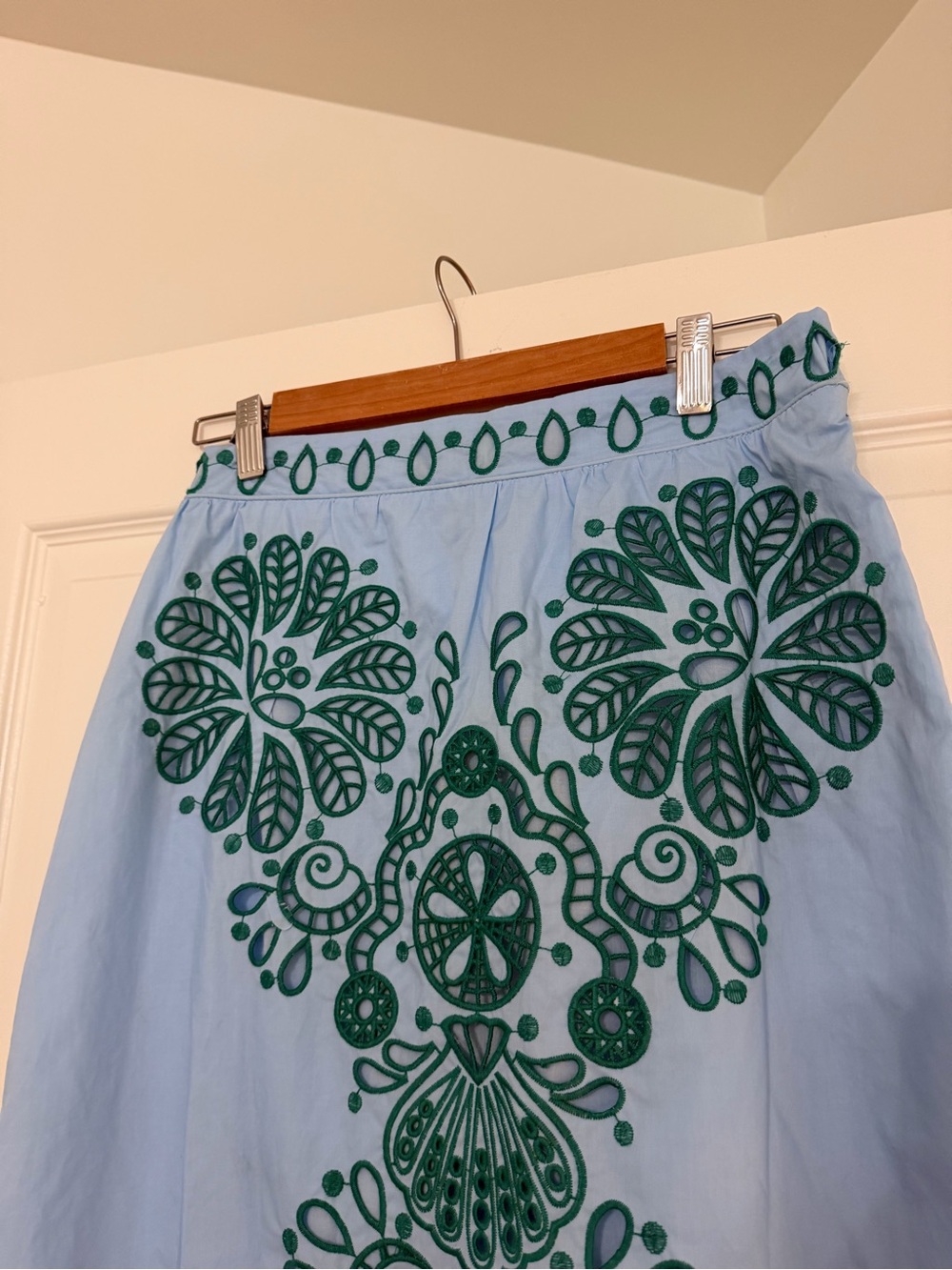 NWT Broderie Anglaise Cotton-Poplin Midi Skirt - Picture 10 of 15